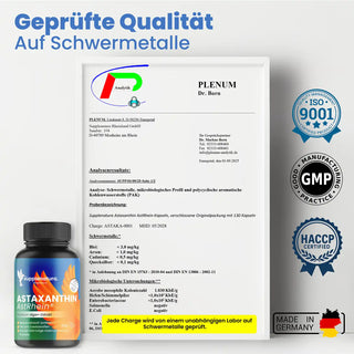 Astaxanthin Analysezertifikat