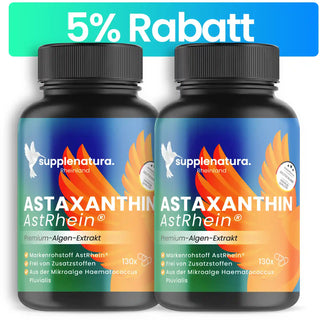 Astaxanthin Kapseln AstRhein® - 8mg Hochdosiert - Premium Mikroalgen-Extrakt - 130 Kapseln Made in Germany